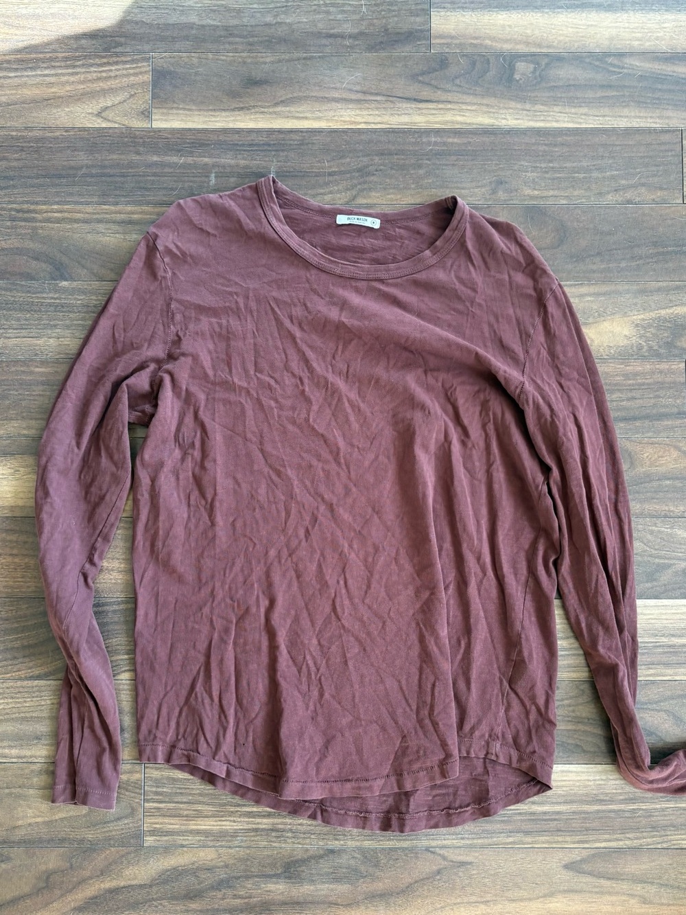 Buck Mason Long-Sleeve Crew in Deep Wine